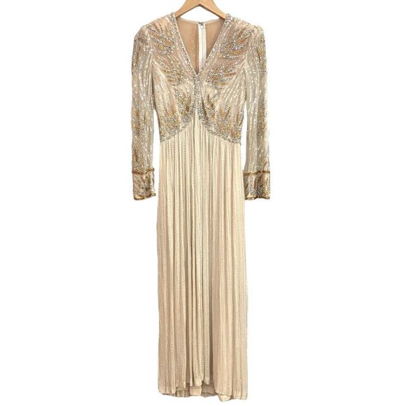 Bob Mackie & Lillie Rubin Vintage Heavily Beaded Sequin Glamorous Silk Gown 10 - Picture 1 of 15